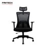 Fantech OC-A258: Ergonomic & Heavy-Duty Office Chair with Lumbar Support, Adjustable Headrest & Built-in Jacket Holder Black