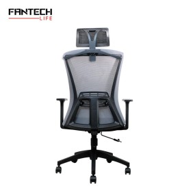 Fantech OC-A258: Ergonomic & Heavy-Duty Office Chair with Lumbar Support, Adjustable Headrest & Built-in Jacket Holder Grey