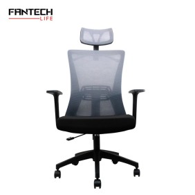 Fantech OC-A258: Ergonomic & Heavy-Duty Office Chair with Lumbar Support, Adjustable Headrest & Built-in Jacket Holder Grey