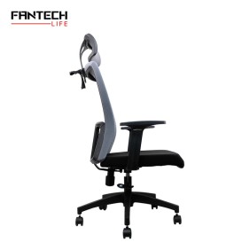 Fantech OC-A258: Ergonomic & Heavy-Duty Office Chair with Lumbar Support, Adjustable Headrest & Built-in Jacket Holder Grey