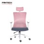 Fantech OC-A258: Ergonomic & Heavy-Duty Office Chair with Lumbar Support, Adjustable Headrest & Built-in Jacket Holder Pink