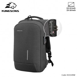 KINGSONS  Backpack with Lock Password KS3149W, Dark Gray,...