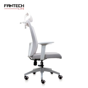 Fantech OC-A258: Ergonomic & Heavy-Duty Office Chair with Lumbar Support, Adjustable Headrest & Built-in Jacket Holder White