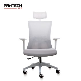 Fantech OC-A258: Ergonomic & Heavy-Duty Office Chair with Lumbar Support, Adjustable Headrest & Built-in Jacket Holder White