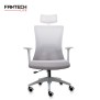 Fantech OC-A258: Ergonomic & Heavy-Duty Office Chair with Lumbar Support, Adjustable Headrest & Built-in Jacket Holder White