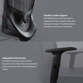 Fantech OC-A259s: Ultimate Comfort & Heavy-Duty Chair with Lumbar Support, Retractable Leg Rest, Metal Base, 2D Armrest