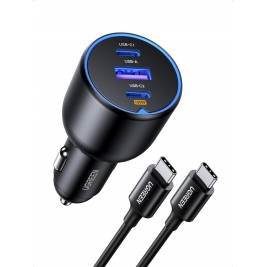 3 Ports Car Charger Adapter (2*USB-C + 1*USB-A ) Super...