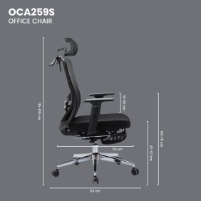 Fantech OC-A259s: Ultimate Comfort & Heavy-Duty Chair with Lumbar Support, Retractable Leg Rest, Metal Base, 2D Armrest