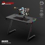 Dhybrid  GD511 Durable Gaming Desk with Customizable RGB LED Lighting, Carbon Fiber Texture, Cup and Headset Holder