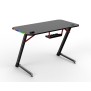 Dhybrid  GD511 Durable Gaming Desk with Customizable RGB LED Lighting, Carbon Fiber Texture, Cup and Headset Holder