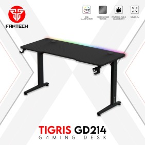 Fantech GD214 TIGRIS: Superior Quality & stable design Gaming Desk with RGB LED Lighting, Carbon Fiber Texture