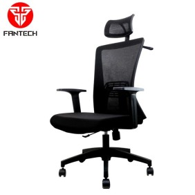 Fantech OC-A258: Ergonomic & Heavy-Duty Office Chair with Lumbar Support, Adjustable Headrest & Built-in Jacket Holder Black