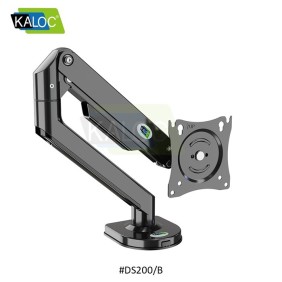 Kaloc DS200B Adjustable Single Monitor Arm with Internal Gas Spring technology for Easy Adjustment, for Screens 15 to 30 Inches