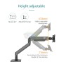 Kaloc DS160-B Adjustable Single Monitor Arm with Internal Gas Spring technology for Easy Adjustment, for Screens 22 to 40 Inches