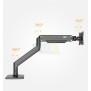 Kaloc DS160-B Adjustable Single Monitor Arm with Internal Gas Spring technology for Easy Adjustment, for Screens 22 to 40 Inches