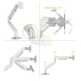 Kaloc DS160-S Adjustable Single Monitor Arm with Internal Gas Spring technology for Easy Adjustment, for Screens 22 to 4