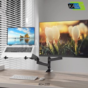 Kaloc DM H2 Adjustable Dual Monitor Arm, Gas Spring Technology, Fits Screens 17 to 35 Inches and Laptops up to 17.3inch