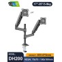 Kaloc DH200B Adjustable Dual Monitor Arm, Gas Spring Technology, Fits Screens 17 to 35 Inches and Laptops up to 17.3inch