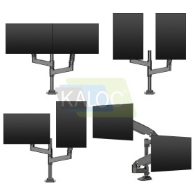 Kaloc DH200B Adjustable Dual Monitor Arm, Gas Spring Technology, Fits Screens 17 to 35 Inches and Laptops up to 17.3inch