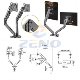 Kaloc/Zeno M8D Dual Monitor, For Screens 17 to 30 Inches