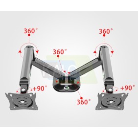 Kaloc DS2002B Adjustable Dual Monitor Arm with Internal Gas Spring technology for Easy Adjustment, for Screens 15 to 32 Inches