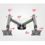 Kaloc DS2002B Adjustable Dual Monitor Arm with Internal Gas Spring technology for Easy Adjustment, for Screens 15 to 32 Inches