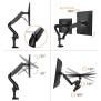 Kaloc DS902 Adjustable Dual Monitor Arm with Internal Gas Spring technology for Easy Adjustment, for Screens 17 to 32 Inches