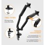 Kaloc DS902 Adjustable Dual Monitor Arm with Internal Gas Spring technology for Easy Adjustment, for Screens 17 to 32 Inches