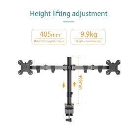 Kaloc DW220J Adjustable Horizontal Dual Monitor Arm, for Screens 17 to 27 Inches