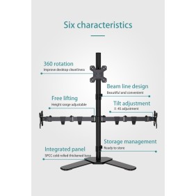 Kaloc DW230T Adjustable Triple Monitor Arm, for Screens 17 to 27 Inches