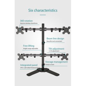 Kaloc DW240T Adjustable 4 Monitor Arm, for Screens 17 to 27 Inches