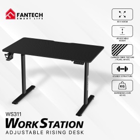 FANTECH WS311 Work Station, Adjustable Height Desk with Powerful Electrical Motor and Stable Design, load up to 60KG (Black)