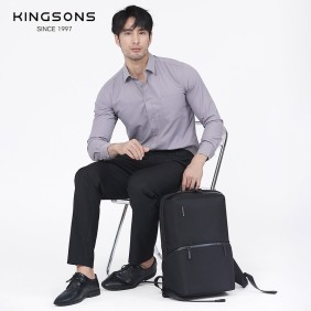 Kingsons Premium Leather Backpack KS3246W Black, Water-resistant, Light Weight