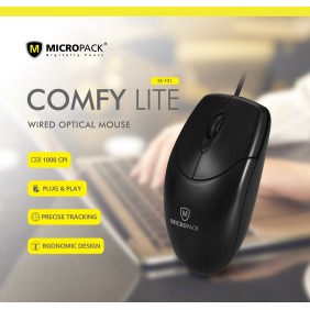 Micropack M-101 Comfy Lite, USB Wired Mouse, Durable Structure & Stable Performance