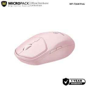 Micropack Speedy Lite M-726W, Antibacterial Silent Wireless Mouse, 1600DPI, Durable Design & Stable Performance Pink