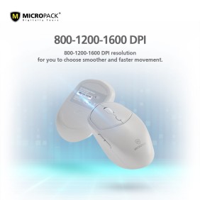 Micropack Speedy Lite M-726W, Antibacterial Silent Wireless Mouse, 1600DPI, Durable Design & Stable Performance Black