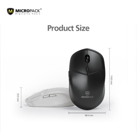 Micropack Speedy Lite M-726W, Antibacterial Silent Wireless Mouse, 1600DPI, Durable Design & Stable Performance Gray