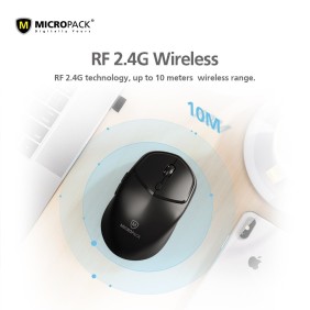 Micropack Speedy Lite M-726W, Antibacterial Silent Wireless Mouse, 1600DPI, Durable Design & Stable Performance Light Blue