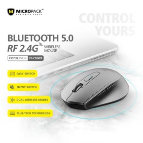 Micropack Mp-730WT Bluetooth and Silent Wireless Mouse, Can connect to 2 devices simultaneously