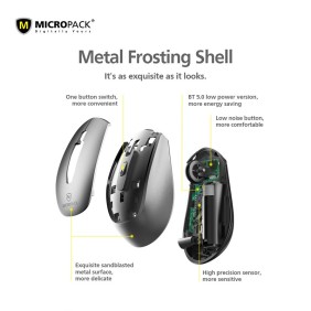 Micropack Mp-730WT Bluetooth and Silent Wireless Mouse, Can connect to 2 devices simultaneously