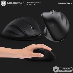 Micropack MP-V01W Silent, 1600Dpi, Ergonomic Wireless Mouse, Maximum Comfort Reduce palm fatigue when use for long time Black