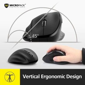 Micropack MP-V01W Silent, 1600Dpi, Ergonomic Wireless Mouse, Maximum Comfort Reduce palm fatigue when use for long time Black