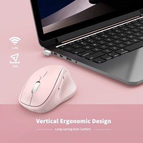 Micropack MP-V01W Silent, 1600Dpi, Ergonomic Wireless Mouse, Maximum Comfort Reduce palm fatigue when use for long time Pink