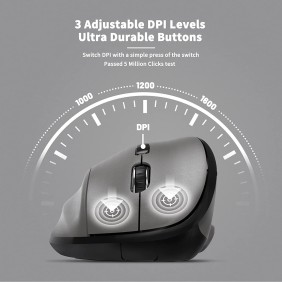 Micropack MP-V01W Silent, 1600Dpi, Ergonomic Wireless Mouse, Maximum Comfort Reduce palm fatigue when use for long time  Gray