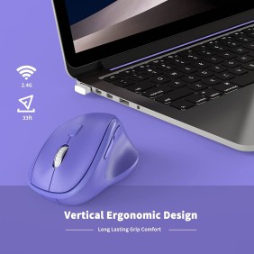 Micropack MP-V01W Silent, 1600Dpi, Ergonomic Wireless Mouse, Maximum Comfort Reduce palm fatigue when use for long time Purple