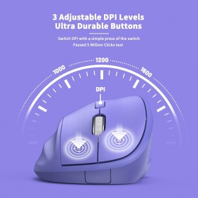 Micropack MP-V01W Silent, 1600Dpi, Ergonomic Wireless Mouse, Maximum Comfort Reduce palm fatigue when use for long time Purple