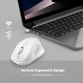 Micropack MP-V01W Silent, 1600Dpi, Ergonomic Wireless Mouse, Maximum Comfort Reduce palm fatigue when use for long time White