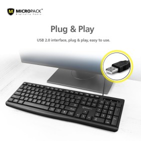 Micropack K206 Wired Keyboard, Silent & Comfortable keypad, Strong and Durable Material