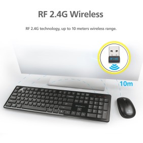 Micropack KM-236W Elegant Wireless Combo Keyboard & Mouse, Ultra Slim, Durable Structure & Stable Performance Black