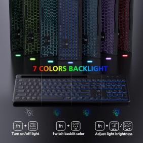 Micropack AKM-240W Bluetooth & Wireless Combo Keyboard & Mouse, Can connect to 3 devices simultaneously, Backlit Keyboard